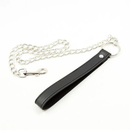 PU Leather Ring Steel Chain Sex Collar Leash Neck Traction Chain BDSM Bondage Restraints Sex Toys For Women Adult Games