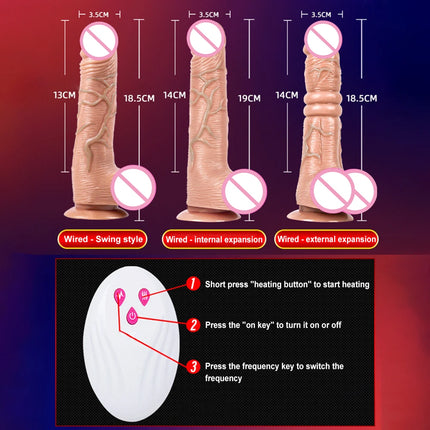 Realistic Dildo Vibrator 7 Speeds Telescopic Heating Vibrating Dildo G-spot Massage Female Masturbation Sex Toys For Women