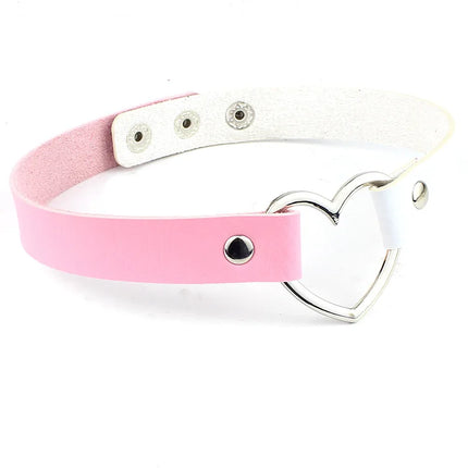 Punk Women Ladies Accessories Goth Japanese Harajuku Kawaii Lolita Jewelry PU Leather Collar Heart Necklace Bdsm Body Harness
