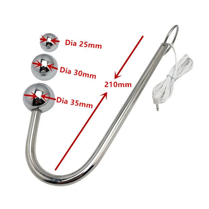 3 size metal Electro Shock anal beads hook butt plug massager electric shock anal hook medical device sex toy