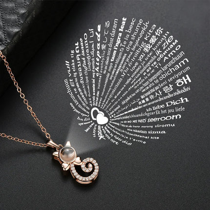 Letter Necklace 100 Languages I Love You Projection Pendant Necklace Women Jewelry Best Friends Collier Femme Bijoux Gifts