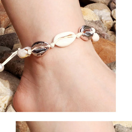 Women Seashell Anklet Silver Color Shell Bracelet for Girls Summer Beach Holiday Foot Ankle Jewelry Bohemian Leg Chain Gift