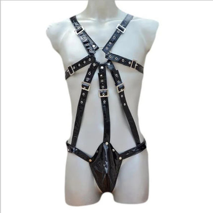 Sexy Underwear Men Faux Leather/PU  Tights Jumpsuit ZJH334