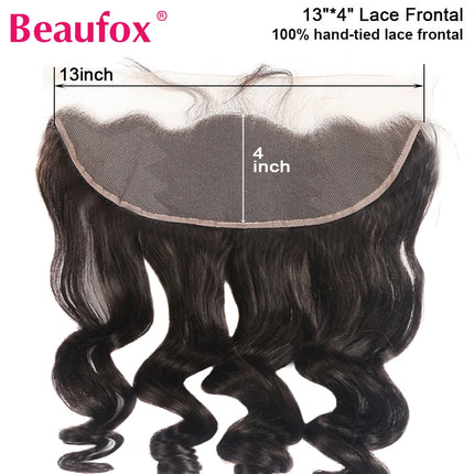 Beaufox Ear To Ear Loose Wave Lace Frontal Closure Free Part Brazilian Human Hair Closure Remy Hair