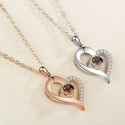 Letter Necklace 100 Languages I Love You Projection Pendant Necklace Women Jewelry Best Friends Collier Femme Bijoux Gifts