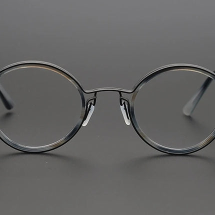 Top Quality Retro Round Glasses Frame Japanese Handmade Titanium Ultralight Men Eyeglasses Women Eyewear Acetate Korean Fashion