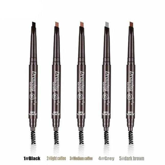 5 Colors Double Head Eyebrow Pencil Waterproof Long Lasting Sweat-proof Natural Wild Brows Shaping Drawing Easy Coloring Makeup