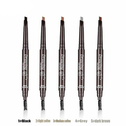 5 Colors Double Head Eyebrow Pencil Waterproof Long Lasting Sweat-proof Natural Wild Brows Shaping Drawing Easy Coloring Makeup