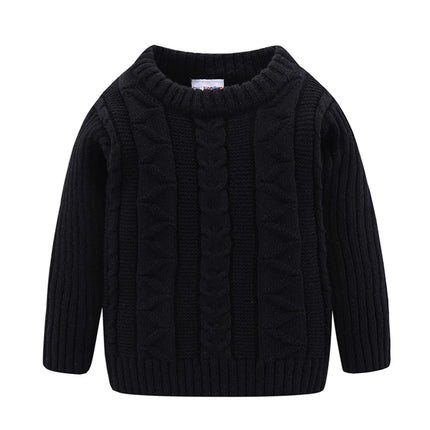 Mudkingdom Girls Boys Sweater Crewneck Cable Knit Pullover for Kids Winter Clothes Fall Long Sleeve Children Sweaters Solid