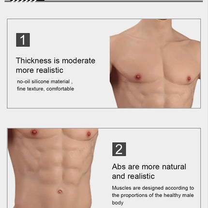 Dokier Silicone Realistic False Fake Muscle Belly Body for Cosplayers Artificial Simulation Muscle Chest Man Crossdressers - TOYS-SUCE