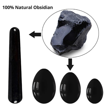 Yoni Egg Natural Black Obsidian Jade Eggs Massage Ball Set Women Vaginal Muscle Exerciser Body Massager Health Care Kegel Ball