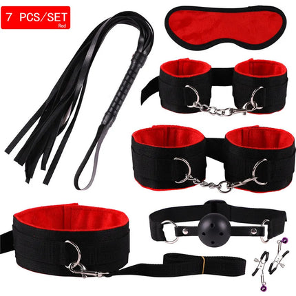 Exotic Accessories Nylon Sex Bondage Set Sexy Lingerie Handcuffs Whip Rope Anal Vibrator Adult Sex Toy for Couples