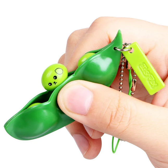 Fidget Toy Peapod Squishy Squeeze Pea in a Pod Edamame Bean Pea Expression Ornament Stress Relief Antistress Toys