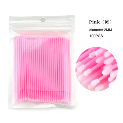 50/100PCS Disposable Eyelash Cleaning Brush Lip Brushes Micro Cotton Swab Eyelash Extension Individual Lash Removing Makeup Tool