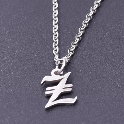 2pcs Stainless Steel Initial Necklace For Men Women Chain Old English Pendant 26 Letters Statement Necklaces Jewelry Couple Gift