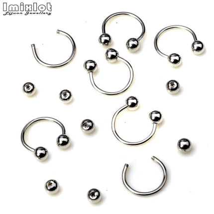 45/90Pcs Mixed Styles Stainless Steel Eyebrow Navel Belly Lip Tongue Nose Piercing Bar Ring Labret Barbell Tunnel Body Jewelry