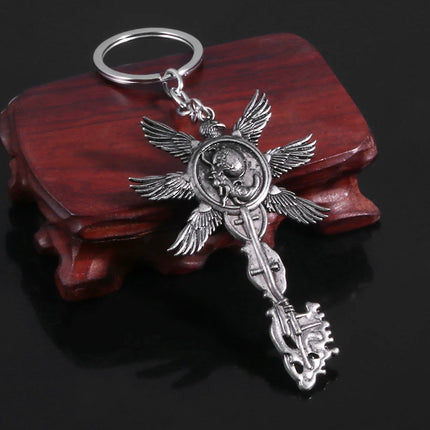 Game Residents Evils 8 Village Keychain Vintage Six-Winged Unborn Key Pendant Keyring For Men Women Bag Car Key Holder Jewelry