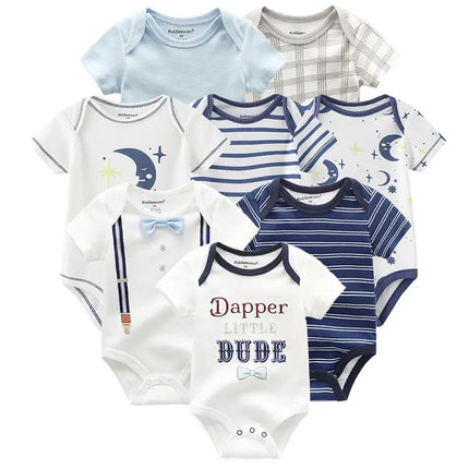 8 PCS/Lot Summer Short Sleeve Baby Boy Bodysuit Baby Boy Jumpsuit Set Ropa Bebe Baby Boy Clothes