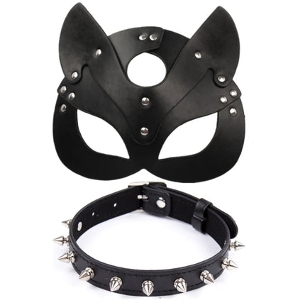 Women Sex Toys Sexy Leather Mask Handcuffs Whip Collar Erotic Adult Toys Cosplay Mask Adult Games Exotic Accessories Sex Shop