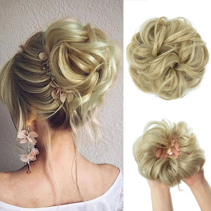 Synthetic Hair Bun Extensions Messy Curly Elastic Hair Scrunchies Hairpieces Synthetic Chignon Donut Updo Hair Pieces for Women