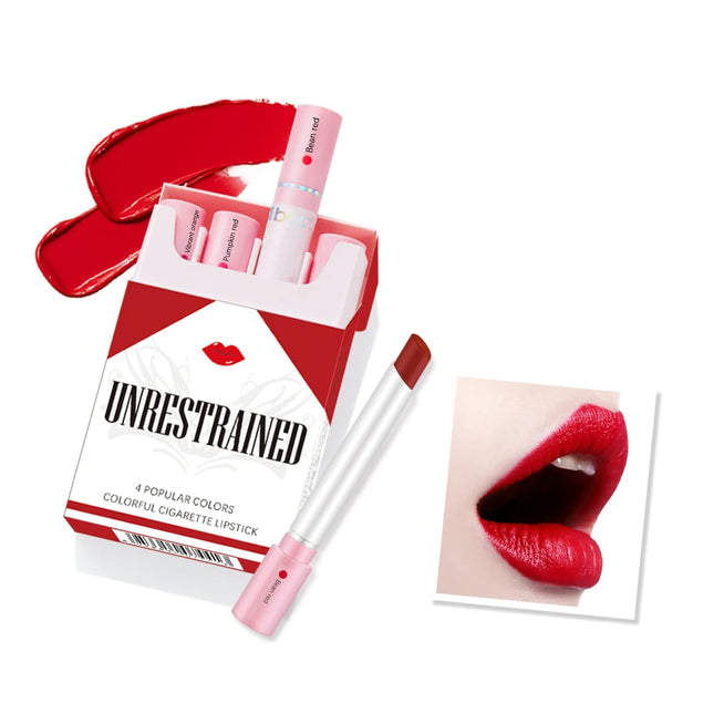 4-Lasting Stick Waterproof Lip Set - Long-Lasting Matte Lipstick with Transparent Finish - Perfect Valentine's Day Gift for Her