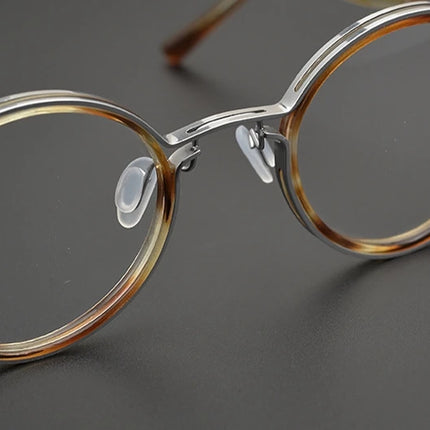 Top Quality Retro Round Glasses Frame Japanese Handmade Titanium Ultralight Men Eyeglasses Women Eyewear Acetate Korean Fashion