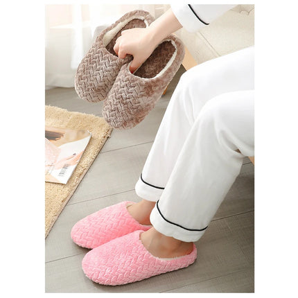 Women Indoor Slippers Warm Plush Home Slipper Autumn Winter Shoes Woman House Flat Floor Soft Silent Slides for Bedroom