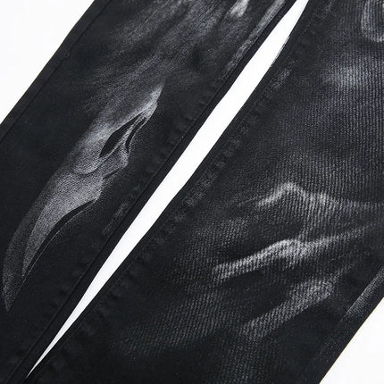 2026 Dark Streetwear Skull Print Punk Stretch Slim Y2K Jeans Pants For Men Clothing Hip Hop Cotton Long Trousers Ropa De Hombre