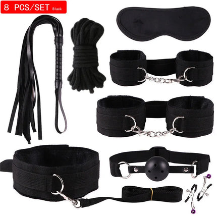 Exotic Accessories Nylon Sex Bondage Set Sexy Lingerie Handcuffs Whip Rope Anal Vibrator Adult Sex Toy for Couples