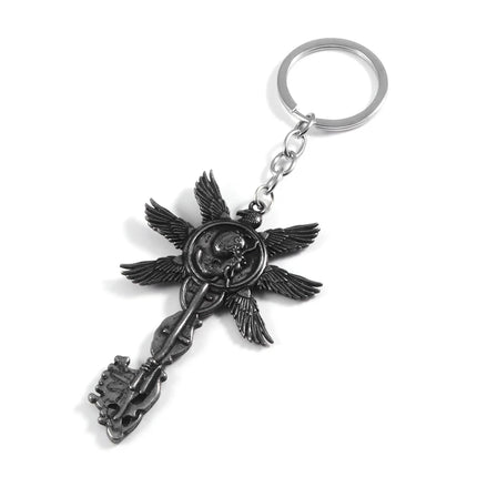 Game Residents Evils 8 Village Keychain Vintage Six-Winged Unborn Key Pendant Keyring For Men Women Bag Car Key Holder Jewelry