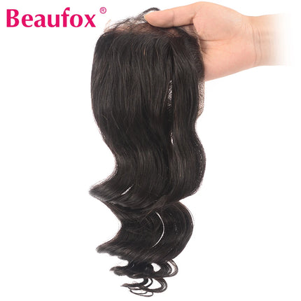 Beaufox Brazilian Loose Wave Closure Remy Human Hair Lace Closure 4*4 Free Part Can Be Bleached