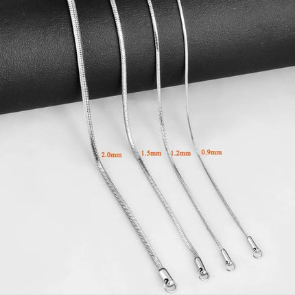 1pcs Square Snake Width 0.9/1.2/1.5/2.0mm Stainless Steel Chains Necklace 18'' 20" 22‘’Link Chain Jewelry Making jewelry