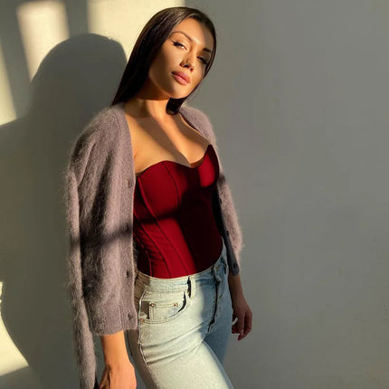 Sexy Women Tube Tops Solid Sleeveless Slim Skinny Corset Cropped Top 2023 Summer Casual Elegant Female Strapless Vest