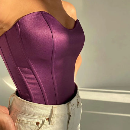Sexy Women Tube Tops Solid Sleeveless Slim Skinny Corset Cropped Top 2023 Summer Casual Elegant Female Strapless Vest
