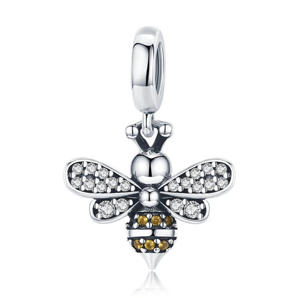 WOSTU Family Heart Charm High heels Mirror Makeup Pendant Bee Boy & Girl Charm Dreamcatcher Beads Jewelry Making Copper Zircon