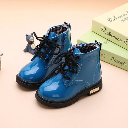New Children Shoes Boots for Children Size 21-37 Boots for Girl PU Leather Waterproof Winter Kids Snow Shoes Girls Boots