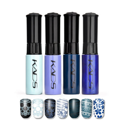 KADS 5/4 Pcs Stamping Varnish Set Nail Stamping Polish Kit Black Nail Art Polish Manicure Stamping Lacquer for Template Nails