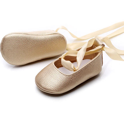 Fashion Newborn Baby Girl Shoes First Walkers Moccasins Cross Ribbon Princess Dance Soft Sole Infant Toddler Shoes Footwear