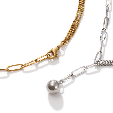 1 Piece Stylish Double Layer Anklet 304 Stainless Steel Paperclip Link Chain With Pendant Anklet Jewelry for Women  26cm long