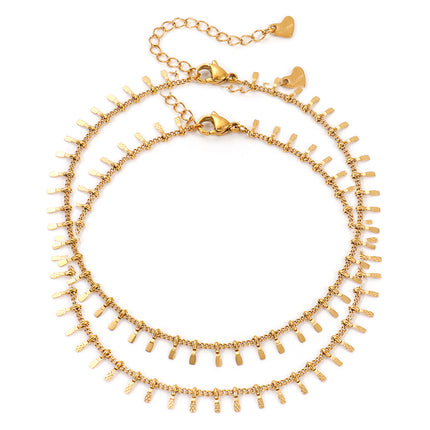 Minimalist Stylish 18K Real Gold Plated Tassel Anklet For Women Gift 304 Stainless Steel Handmade Link Chain Jewelry 23cm long