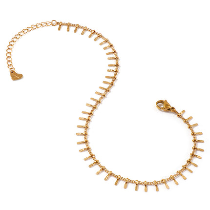 Minimalist Stylish 18K Real Gold Plated Tassel Anklet For Women Gift 304 Stainless Steel Handmade Link Chain Jewelry 23cm long