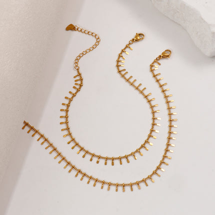 Minimalist Stylish 18K Real Gold Plated Tassel Anklet For Women Gift 304 Stainless Steel Handmade Link Chain Jewelry 23cm long