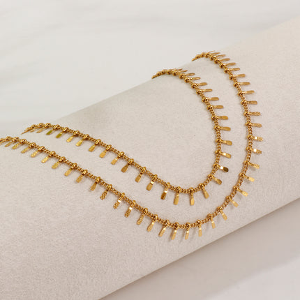 Minimalist Stylish 18K Real Gold Plated Tassel Anklet For Women Gift 304 Stainless Steel Handmade Link Chain Jewelry 23cm long