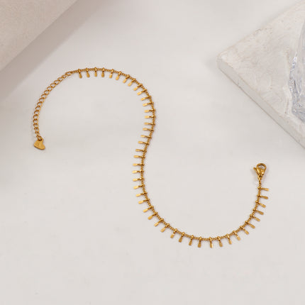 Minimalist Stylish 18K Real Gold Plated Tassel Anklet For Women Gift 304 Stainless Steel Handmade Link Chain Jewelry 23cm long