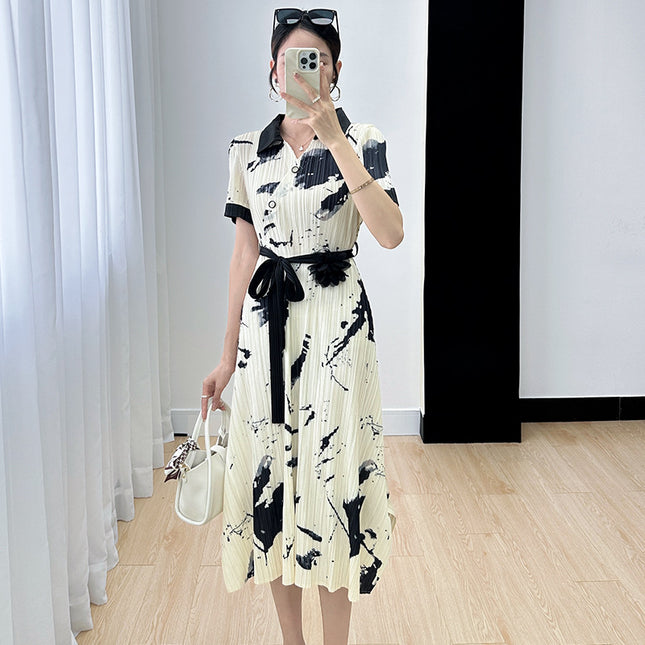 Sanzhai dress women's 2020 Summer new simple fashion all-match high-end elegant age-reducing commuter long skirt