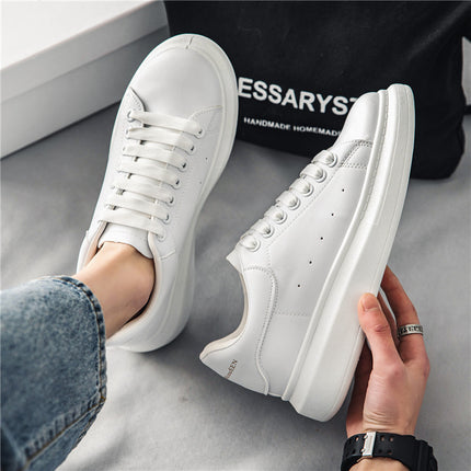 Men's Leather Shoes, Sneakers, Men's Versatile Men's Trendy Breathable Flat Shoes, White Shoes, Casual Autumn Trendy Shoes