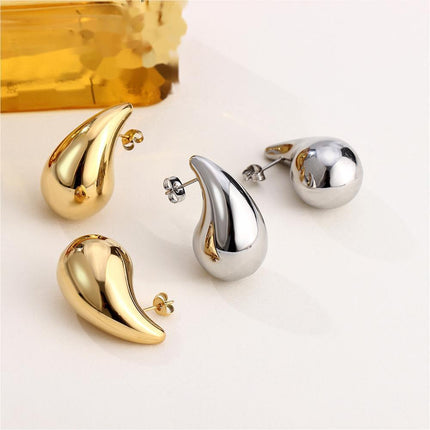 European and American fashion explosions cold wind large and small water droplets smooth hollow 18K gold high texture ladies earrings earrings