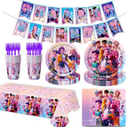 7-piece set (7-inch 10+9-inch 10+tissue paper 20+paper cup 10+tablecloth 1+flag 15+fork 10)