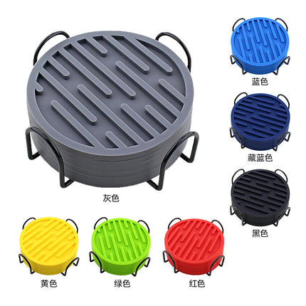 Silicone Coaster 10cm Round Heat Insulation Mat Marble Coffee Coaster Mat Anti-Perm Mat Set Storage Striped Drain