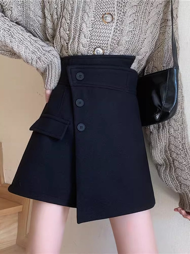 Design Sense Niche Irregular Shorts Women's 2024 Spring New Elegant High Waist Slimming Korean Style A- Shirt Pants Skirt